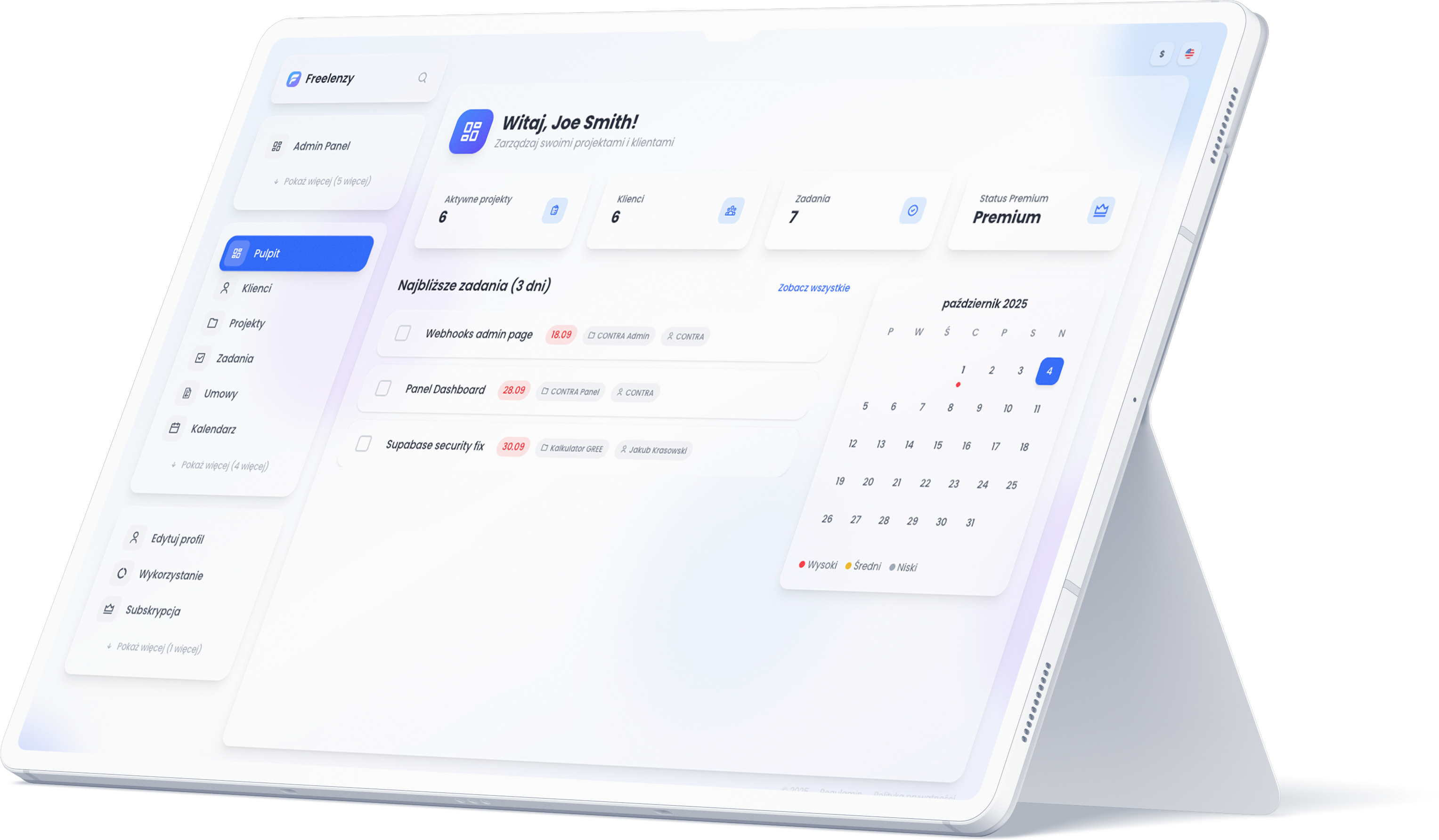Client Management Dashboard Mockup
