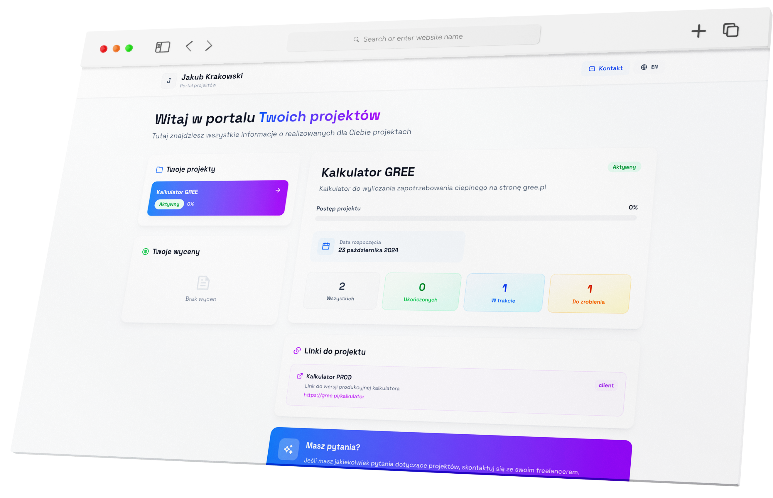 Client Management Dashboard Mockup